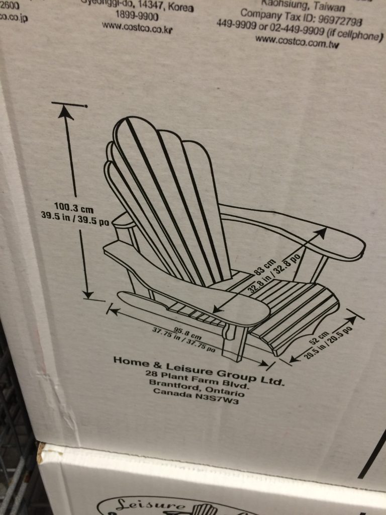 Costco1900693LeisureLineClassicAdirondackChairsize CostcoChaser