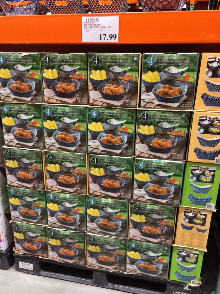 Costco1186920Certified4PCPorcelainSquareServeBowlSetall