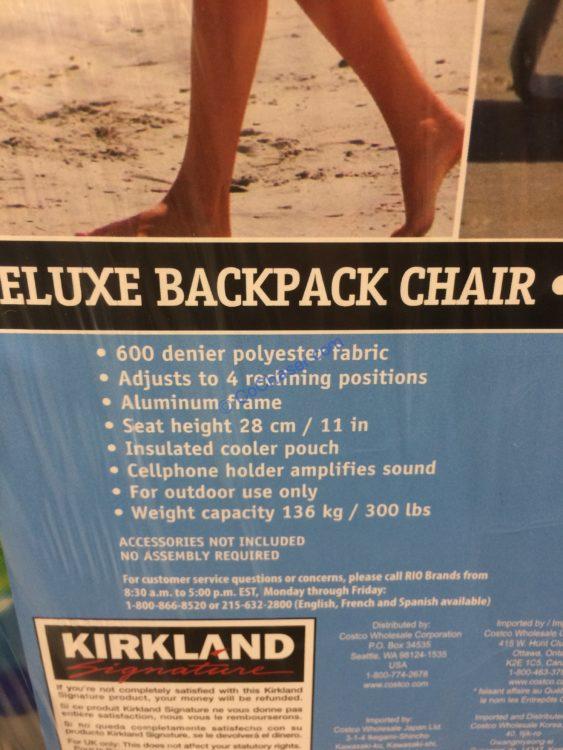 kirkland signature deluxe backpack beach chair
