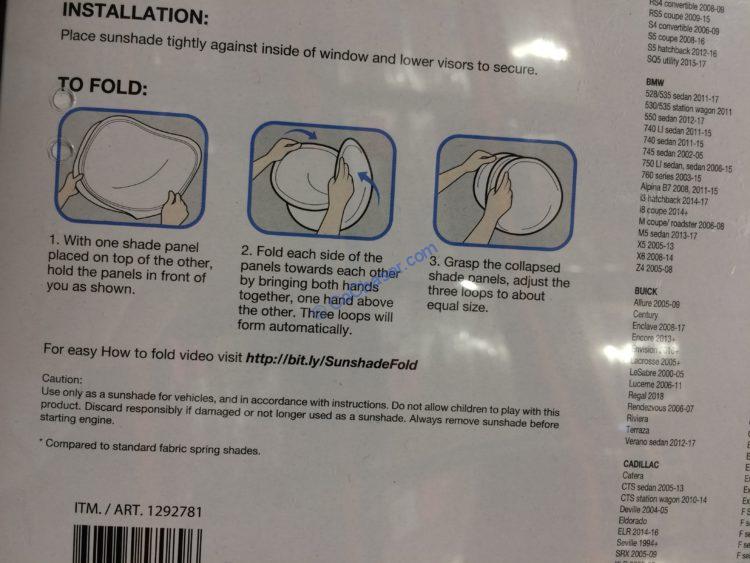 Type S Interior Auto Sunshade Protection Kit CostcoChaser