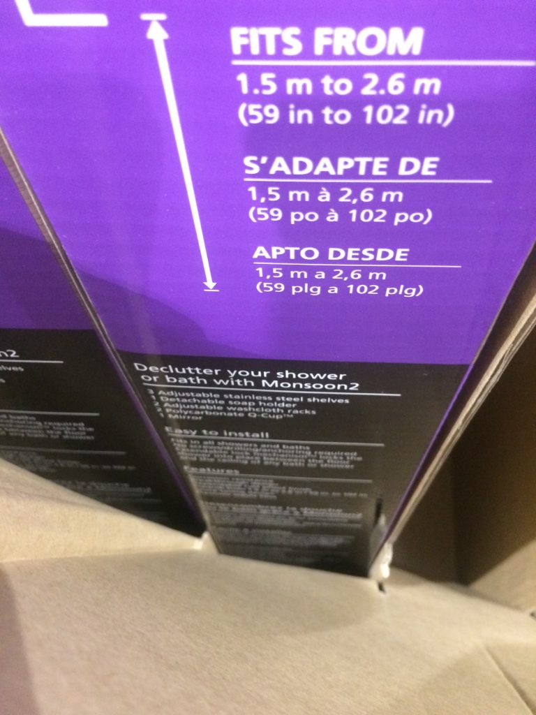Costco1161990ArtikaMonsoonII VerticalShowerCaddyspec CostcoChaser