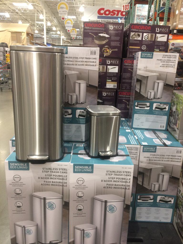 EKO 30 L and 6 L Step Pedal Stainless Steel Trash Bin CostcoChaser