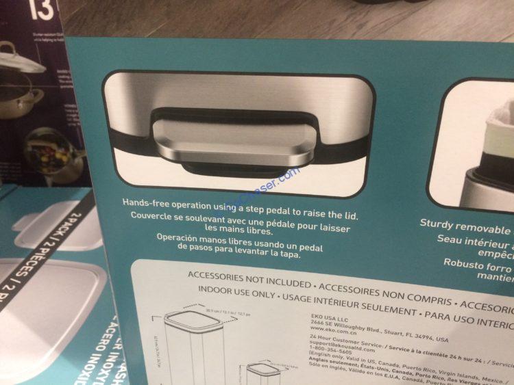 Costco1193833EKO30L6 LStepPedalStainlessSteelTrashBinpart