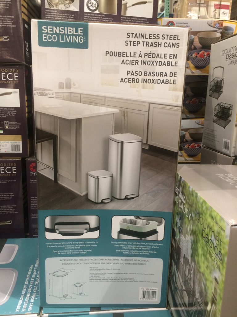 Costco1193833EKO30L6 LStepPedalStainlessSteelTrashBin1