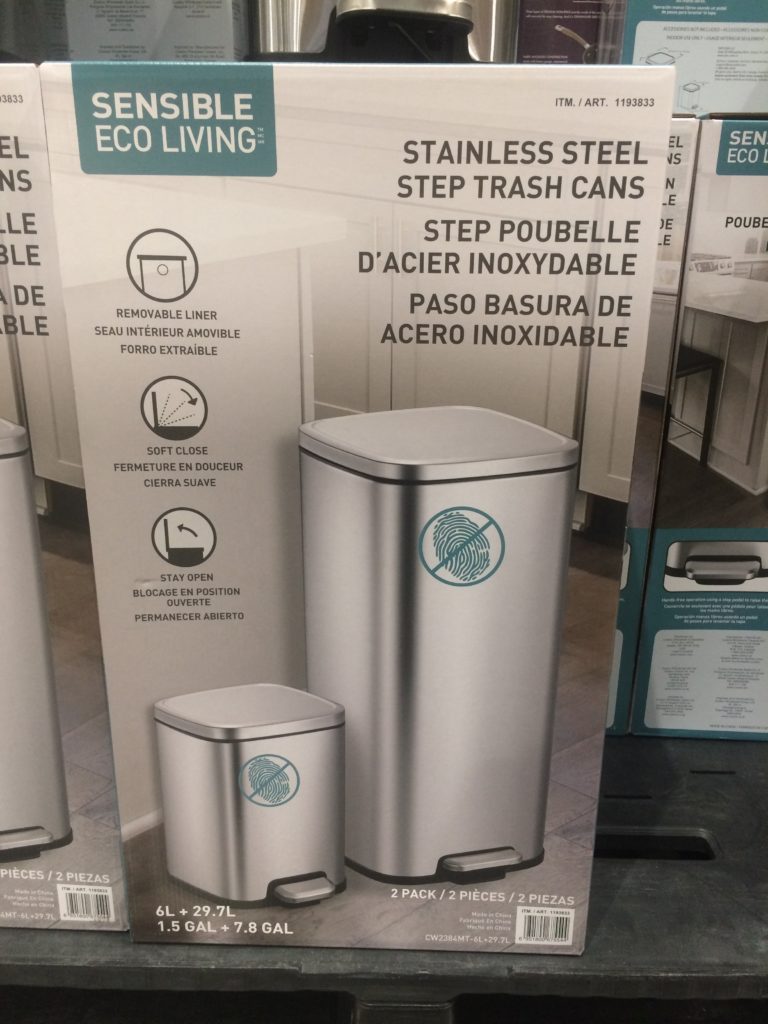 Costco1193833EKO30L6 LStepPedalStainlessSteelTrashBin3