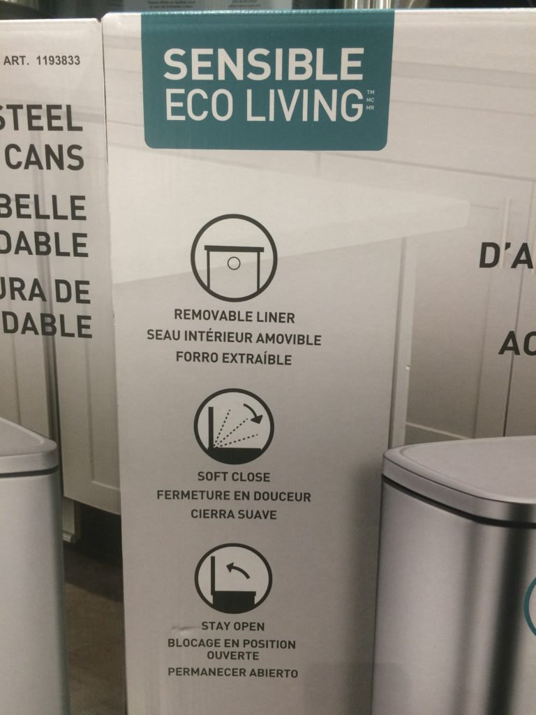 Costco1193833EKO30L6 LStepPedalStainlessSteelTrashBin4