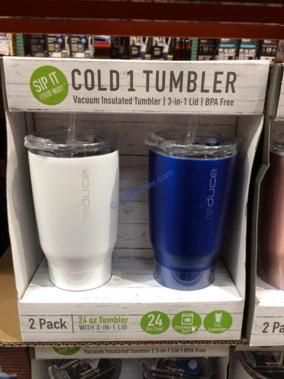 2 Pack Reduce Cold 1 Tumbler with Straw 24 OZ Dual Wall Vacuum Insulated Gray 
