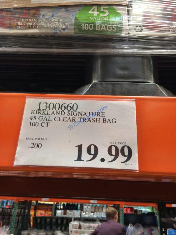 Kirkland Signature 45 Gallon Clear Trash Bag 100CT CostcoChaser