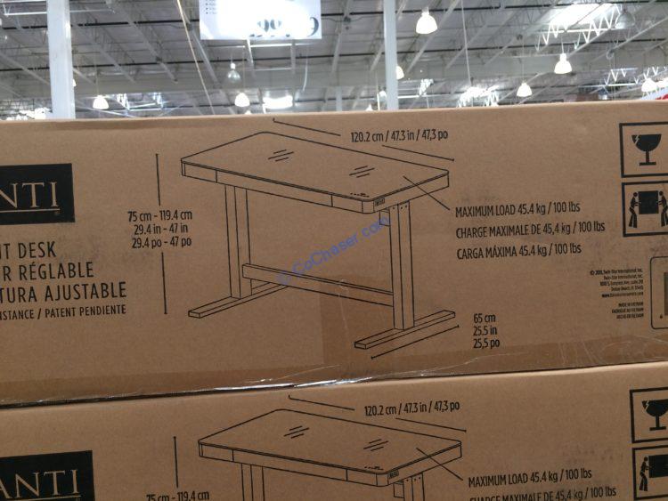 Costco 1334060 Tresanti Adjustable Height Desk size CostcoChaser