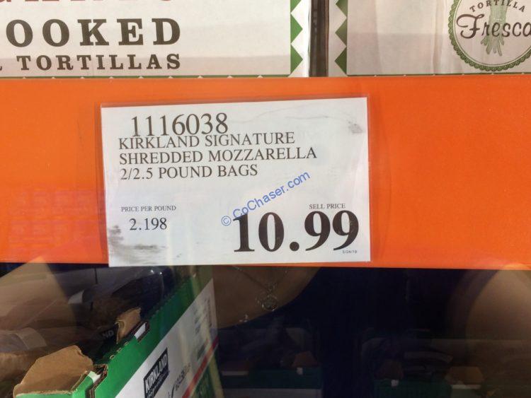 Kirkland Signature Shredded Mozzarella 2/2.5 Pound Bags CostcoChaser