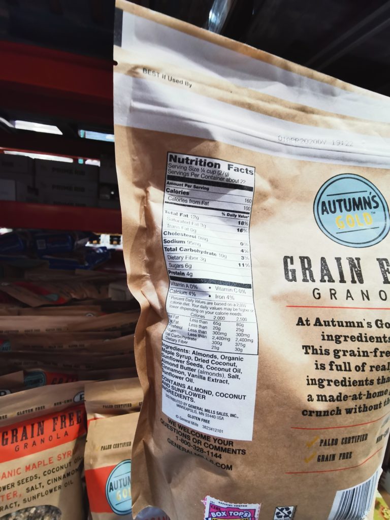 Costco1300251AutumnsGoldGRNFreeAlmondButterGranolachart