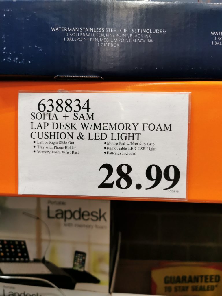 Costco638834SofiaSamLapDeskwithMemoryFoamCushiontag