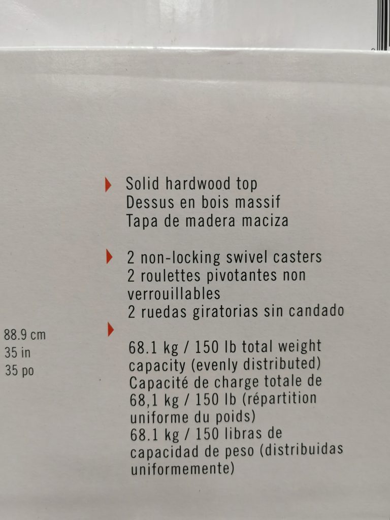 Costco1044715TRINITY3tierKitchenCartspec CostcoChaser