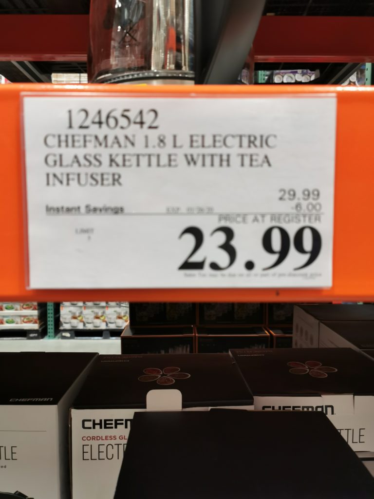 Chefman 1.8L Electric Glass Kettle with Tea Infuser CostcoChaser