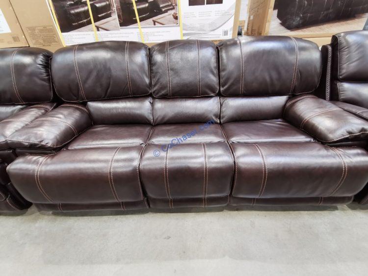 Power Reclining Sofa With, Aleena Leather Power Reclining Sofa With Headrest Costco