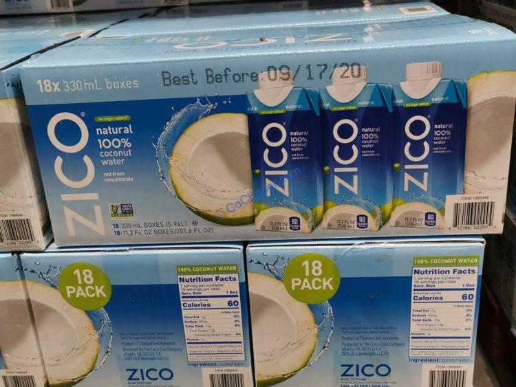 Zico Natural 100% Coconut Water, 11.2 fl oz, 18-count