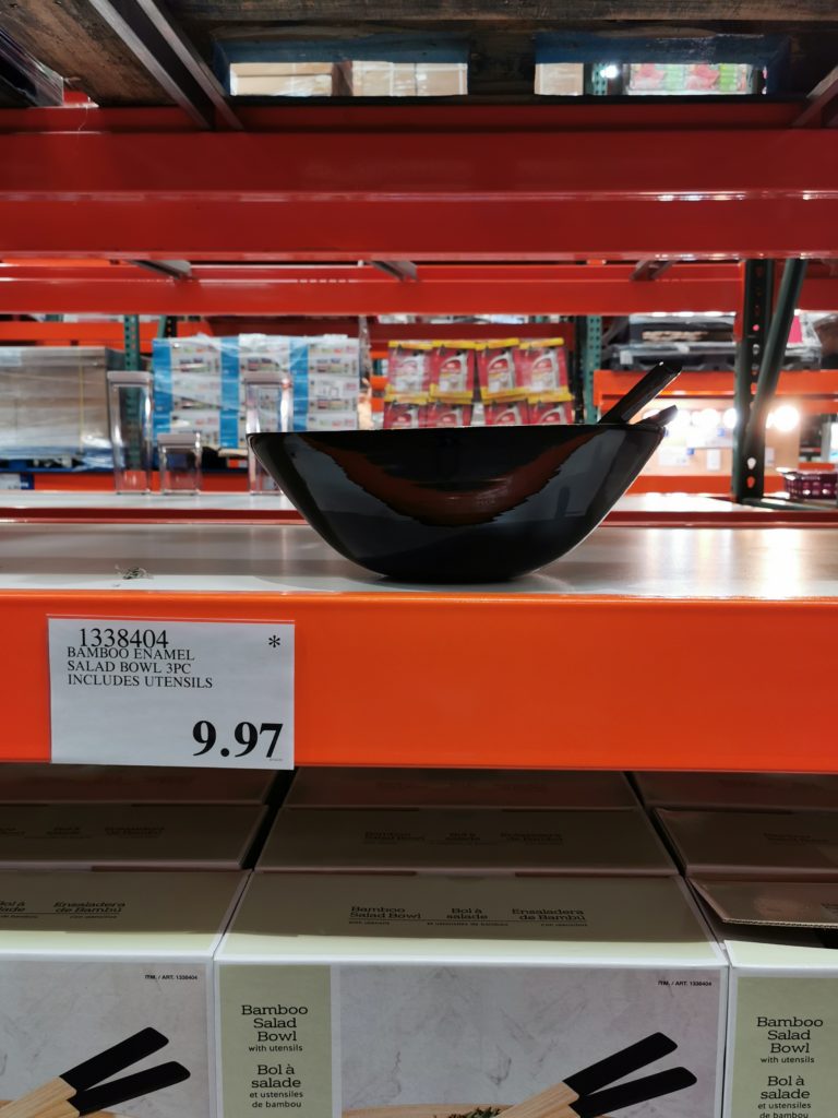 Bamboo Enamel Salad Bowl 3PC Includes Utensils CostcoChaser