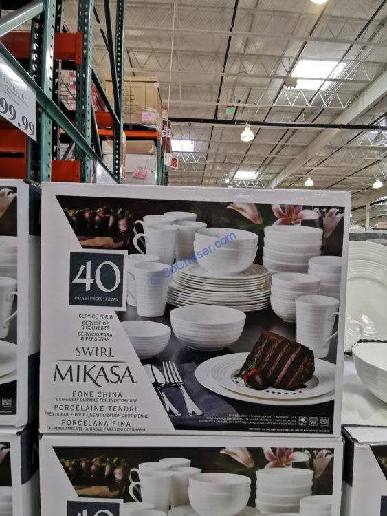 Costco1371846 MikasaAwirl40PieceBoneChinaDinnerwareSet1