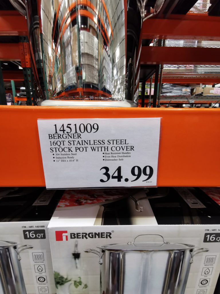 Costco1451009 Bergner16QTStainlessSteelStockPotwithCovertag