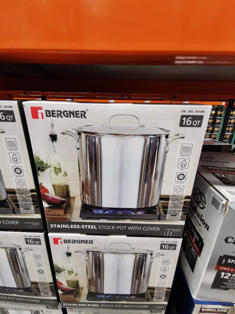 Costco1451009 Bergner16QTStainlessSteelStockPotwithCover1