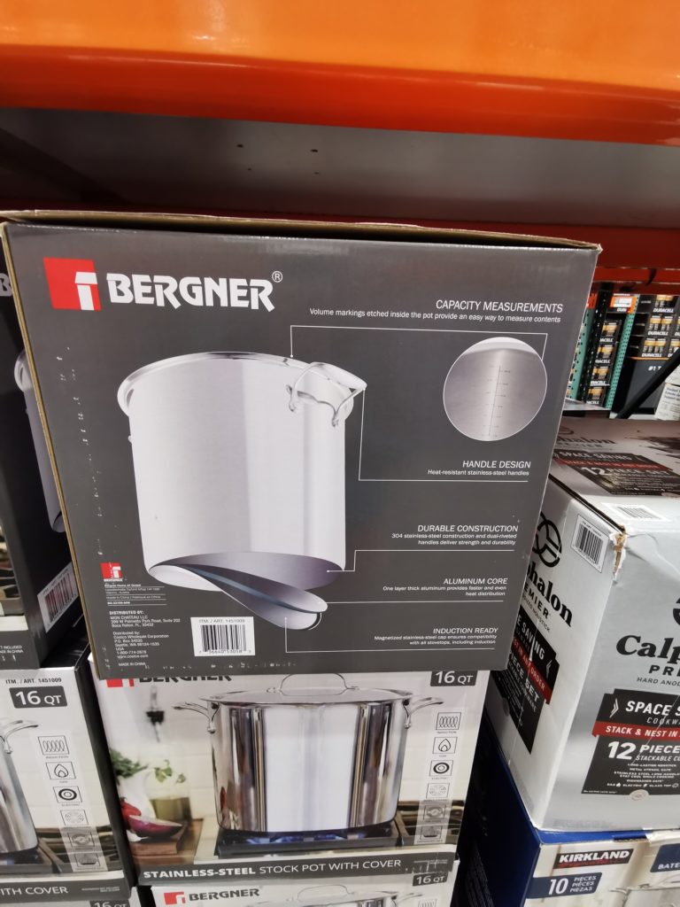 Costco1451009 Bergner16QTStainlessSteelStockPotwithCover2