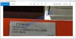 Costco-1338085-HoMedics-Mini-Garment-Steamer-and-Iron-tag