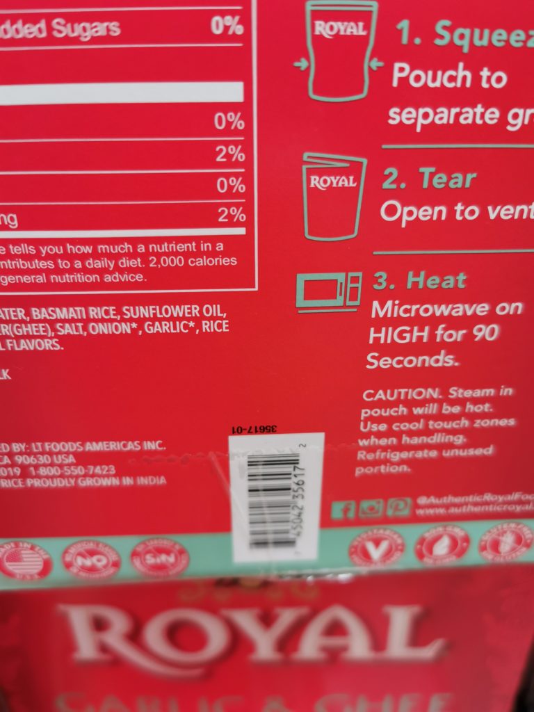 Costco1401806RoyalGarlicandGheeRicebar CostcoChaser