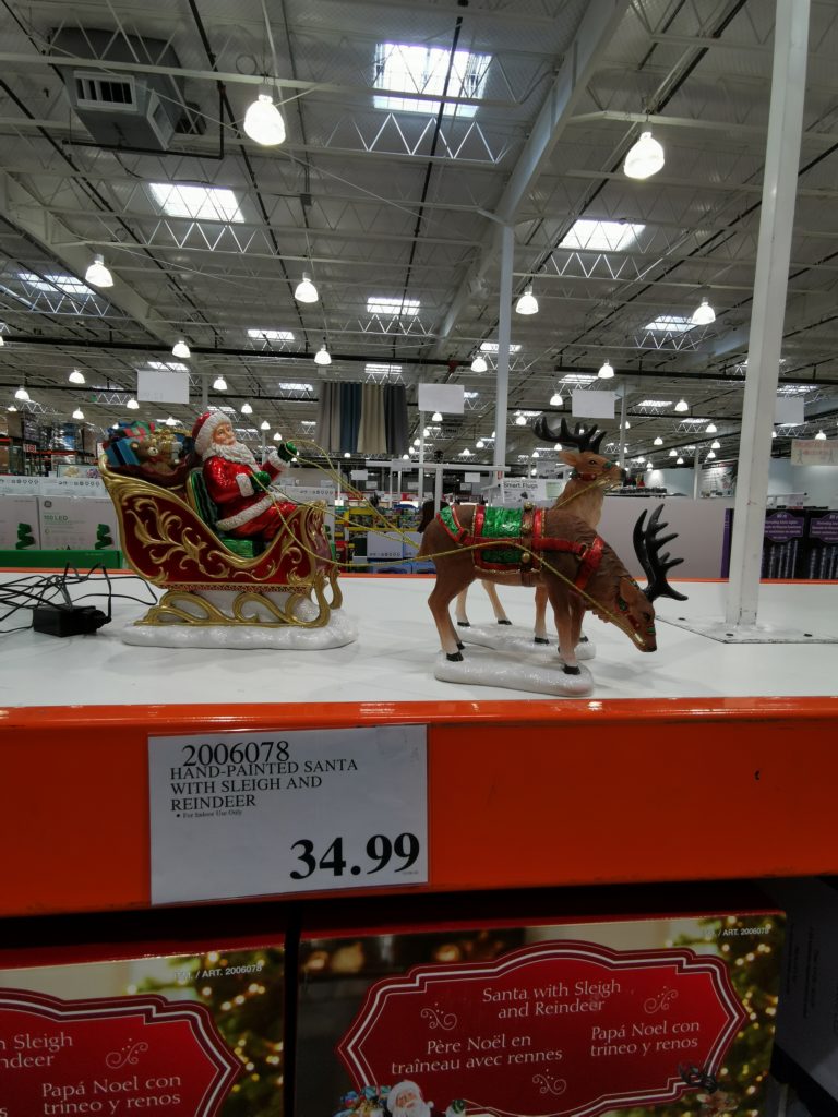 HandPainted Santa with Sleigh and Reindeer CostcoChaser
