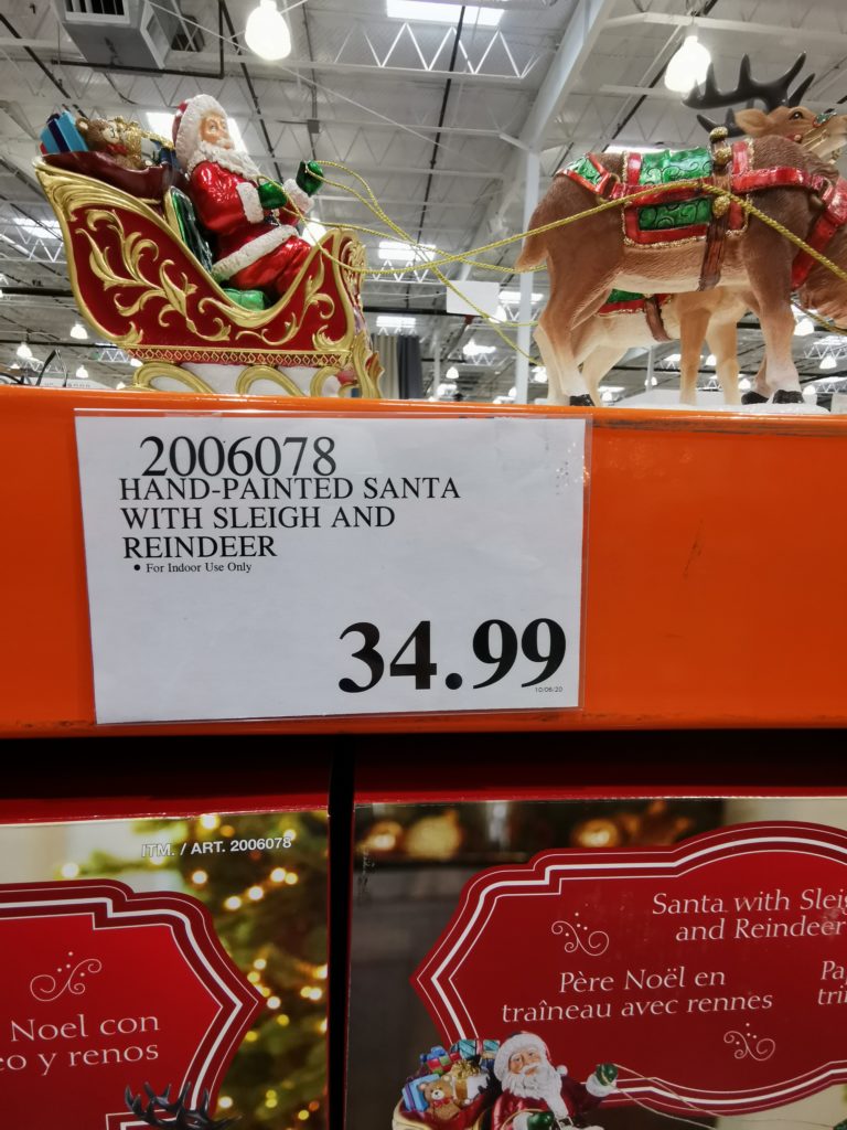 Costco2006078HandPaintedSantawithSleighandReindeer tag