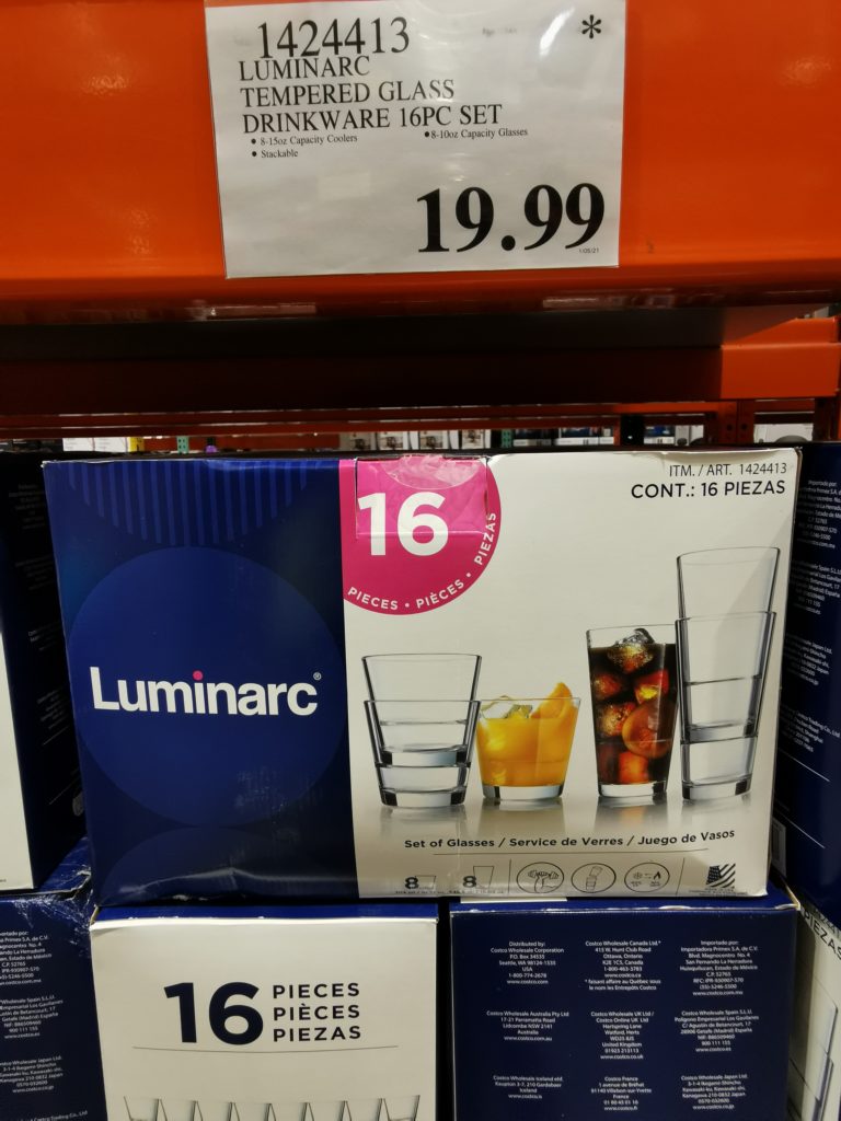 Luminarc Tempered Glass Drinkware 16PC Set CostcoChaser