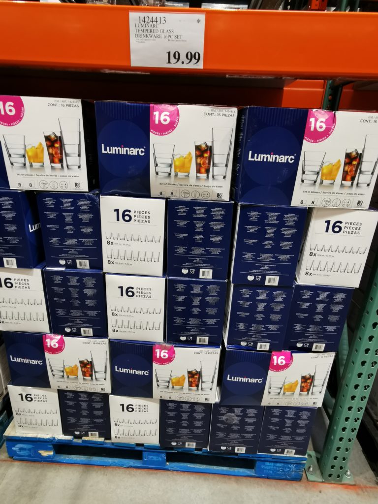 Costco1424413LuminarcTemperedGlassDrinkware16PCSetall