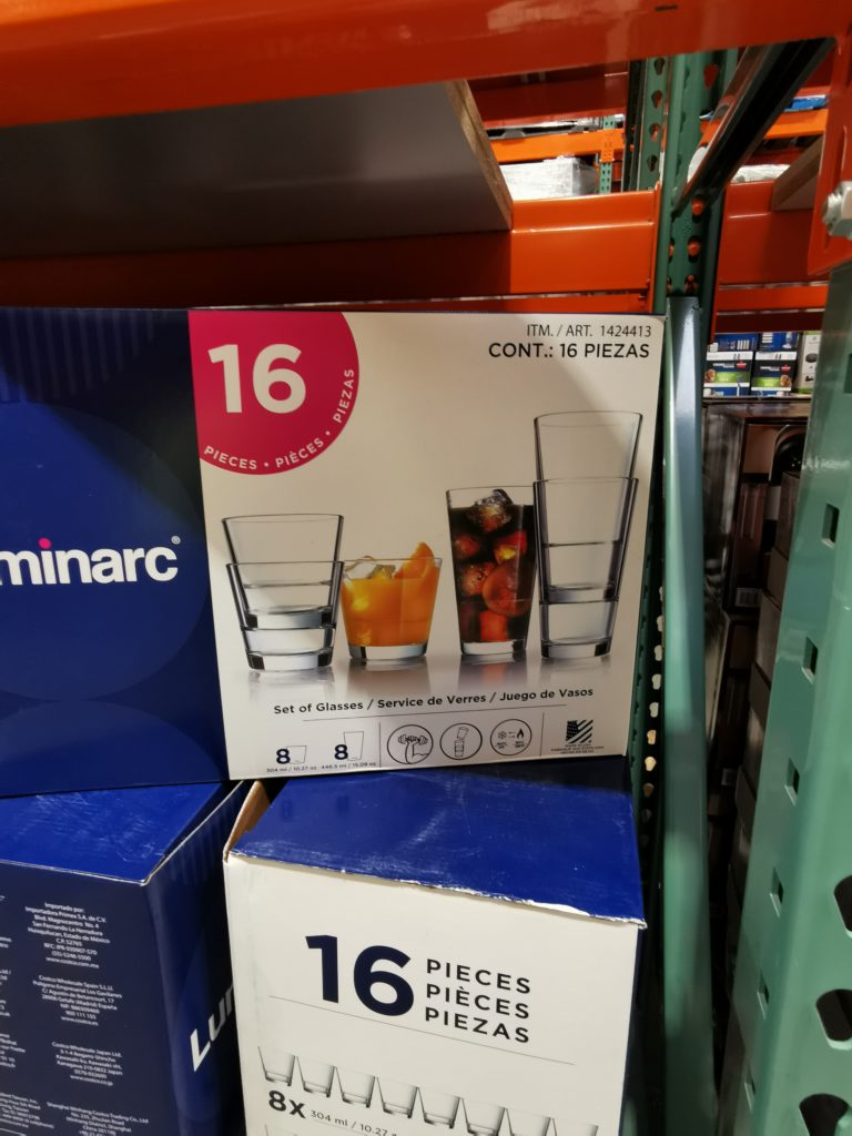Costco1424413LuminarcTemperedGlassDrinkware16PCSet4 CostcoChaser