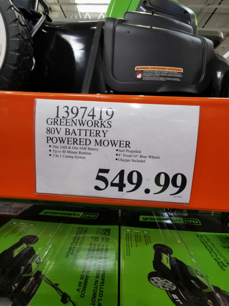 Costco1397419Greenworks80VBatteryPoweredMowertag CostcoChaser