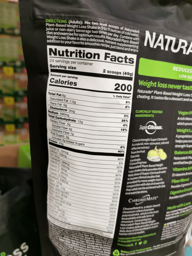 Costco1466593NATURADEWeightLossHighProteinShakechart CostcoChaser