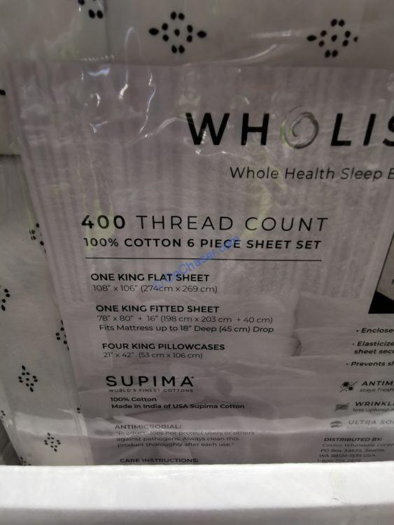 Wholistic Antimicrobial 400 Thread Count 6piece Sheet Set King and/or