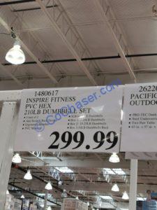 Costco-1480617-Inspire-Fitness-PVC-Hex-210lb-Dumbbell-Set-tag