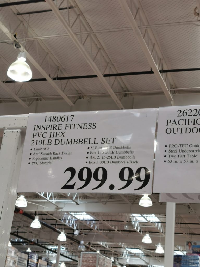 Costco1480617InspireFitnessPVCHex210lbDumbbellSettag