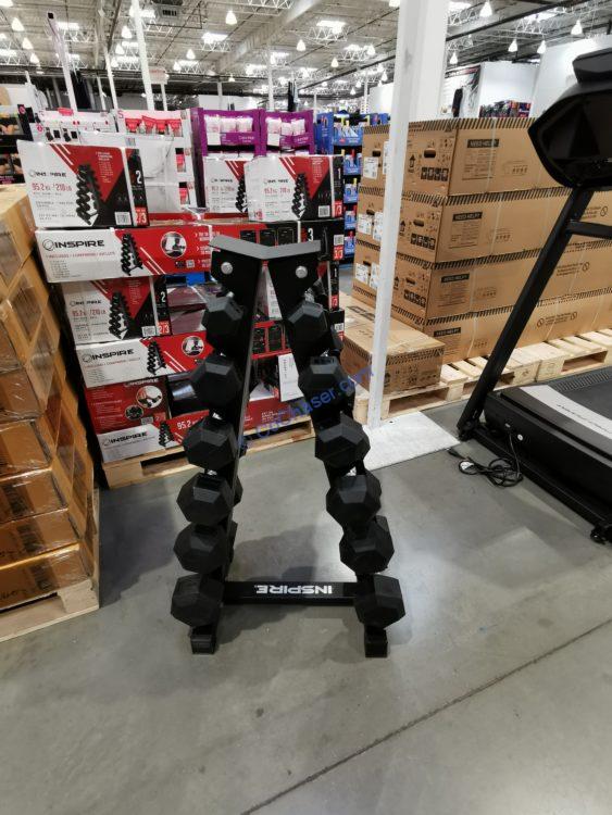 Inspire Fitness PVC Hex 210lb Dumbbell Set with Rack