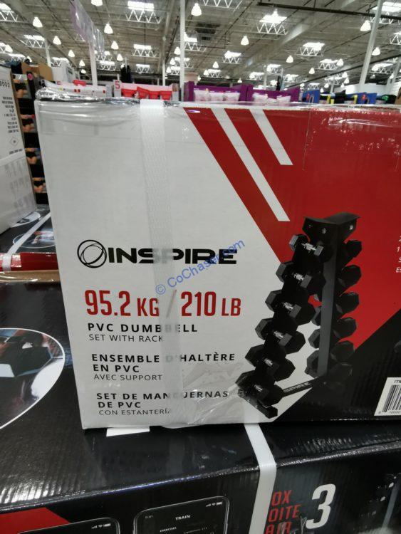 Inspire Fitness PVC Hex 210lb Dumbbell Set with Rack CostcoChaser