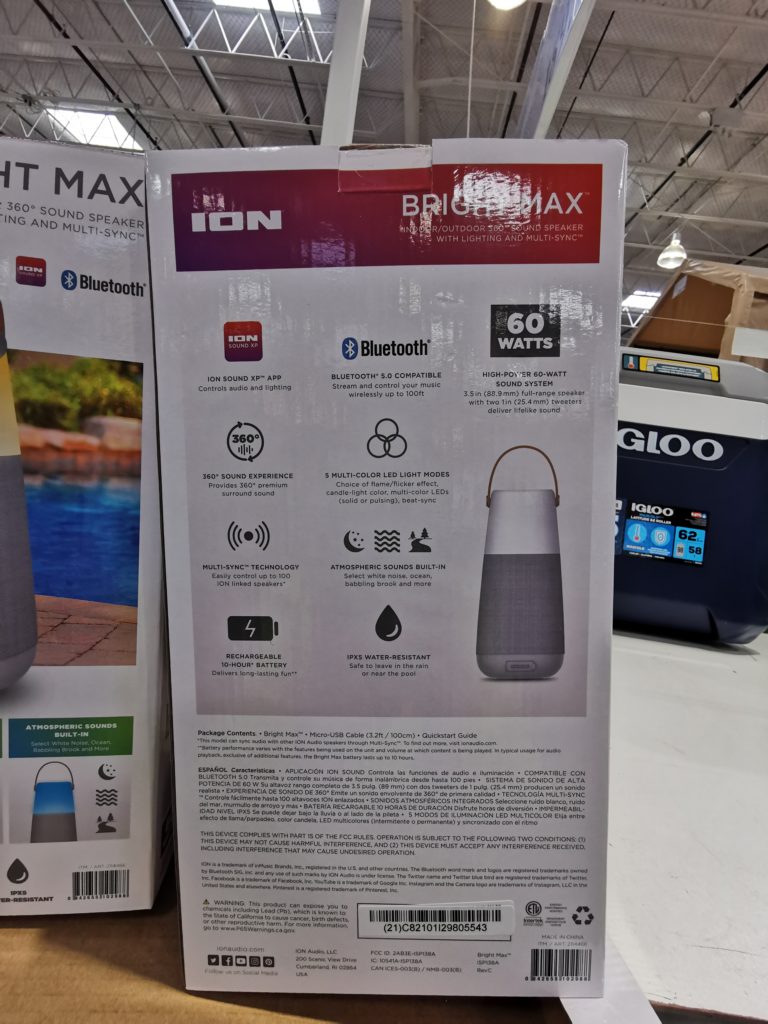 Costco2114466 IONAudioBrightMaxIndoorOutdoor360BluetoothSpeaker5 CostcoChaser