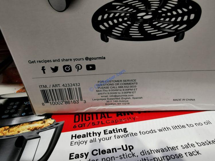 Costco4232432Gourmia6QuartDigitalAirFryerbar (2) CostcoChaser