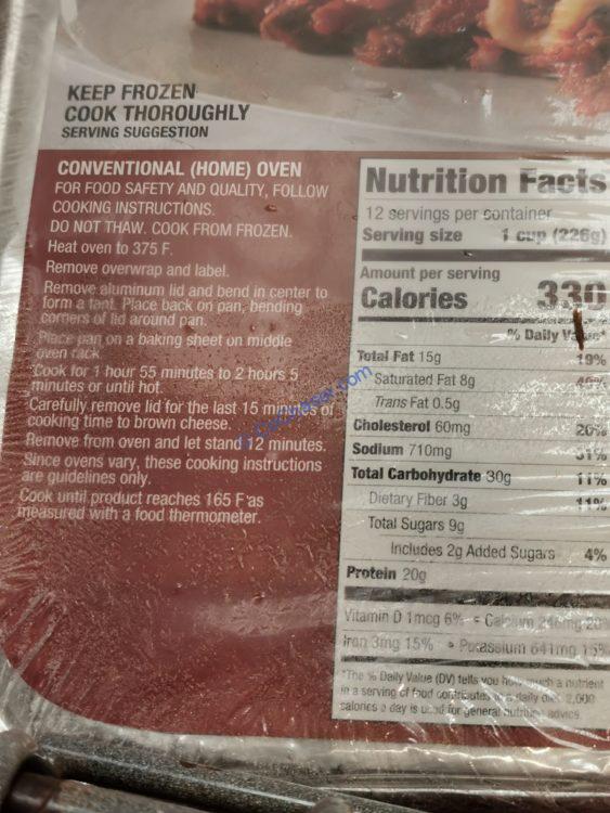 Kirkland Signature Beef Lasagna, 6 lbs Tray CostcoChaser