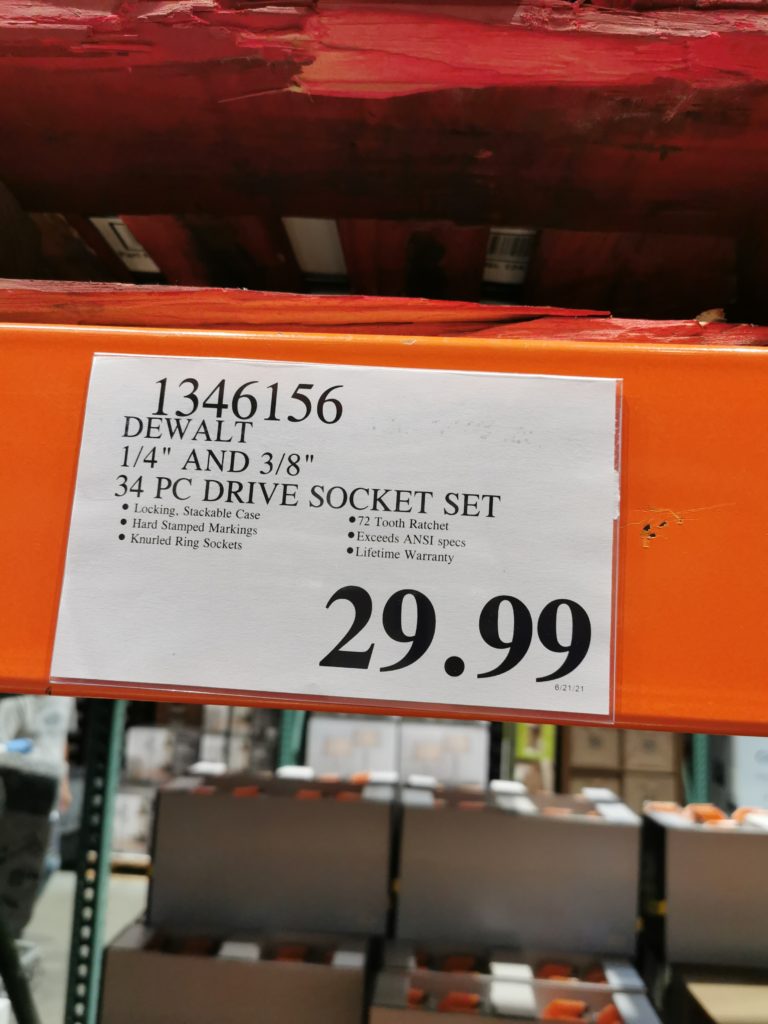 Costco1346156Dewalt ¼and 3834PCDriveSocketSettag CostcoChaser