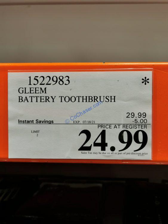 Costco-1522983-Gleem-Battery-Toothbrush-tag