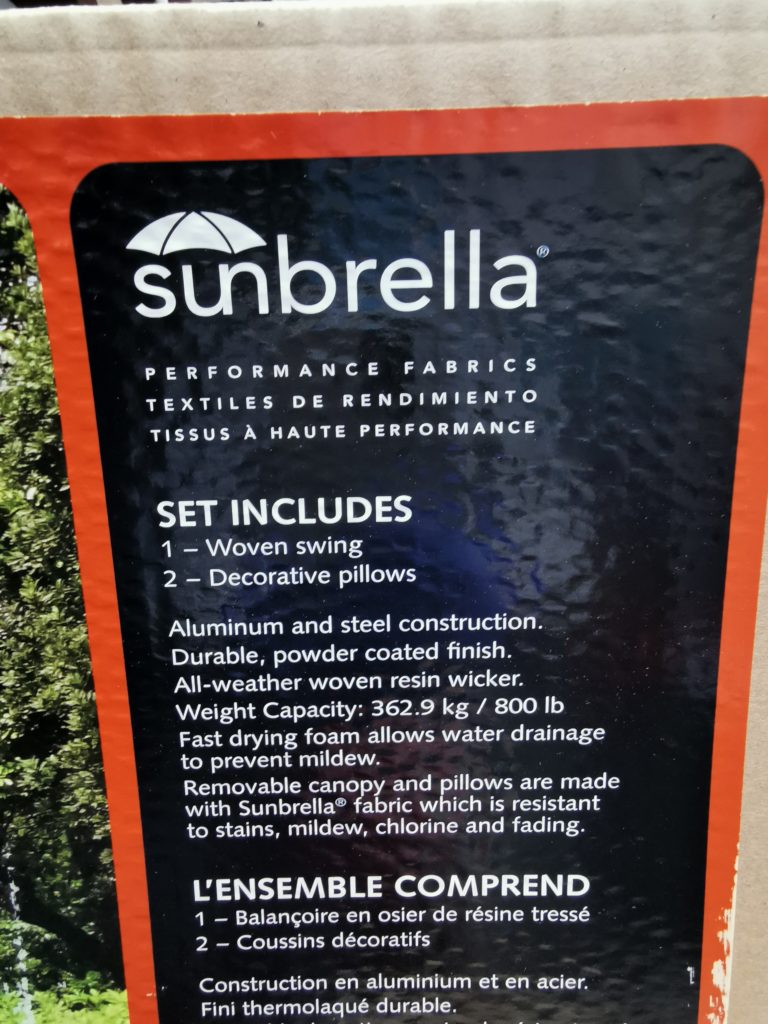 Costco1902296SpringdaleWovenPatioSwingspec CostcoChaser