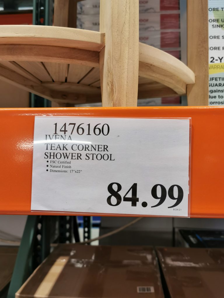 Costco1476160IvenaGastonTeakCornerShowerStooltag CostcoChaser