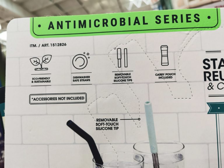Costco1512826MannaAntimicrobialStainlessSteelStrawSet6
