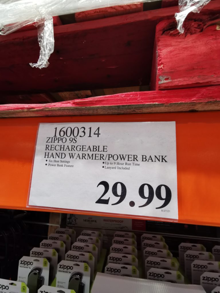 Costco1600314ZippoHeatBank9SRechargeableHandWarmertag