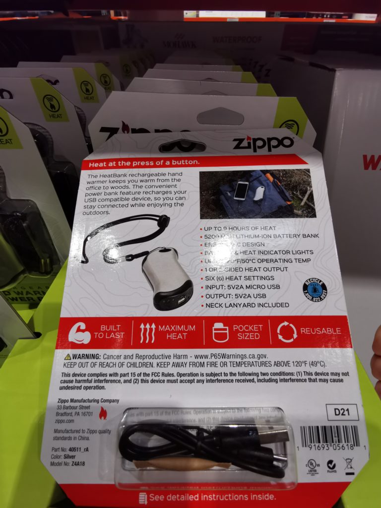 Costco1600314ZippoHeatBank9SRechargeableHandWarmer3 CostcoChaser