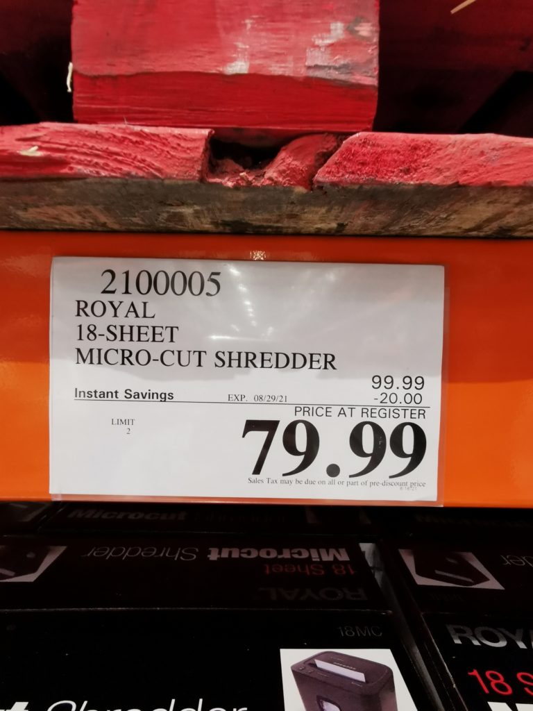 Costco2100005Royal18SheetMicroCutShreddertag CostcoChaser